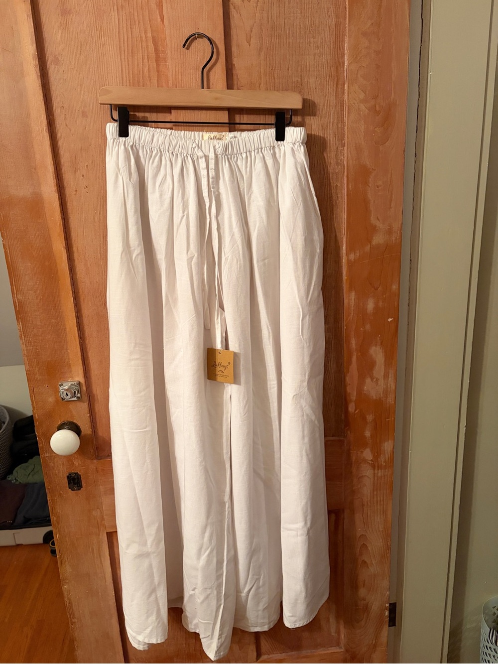 Super wide leg cotton drawstring pants